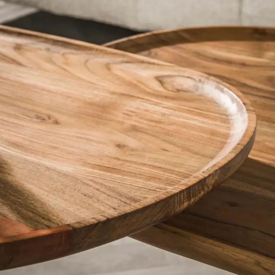 Hoyz Collection - Salontafel Spider - Massief Acacia Naturel - Set van 2