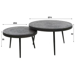 Hoyz Collection - Salontafel Drop Shape - 3D Zwart Bruin - Set van 2