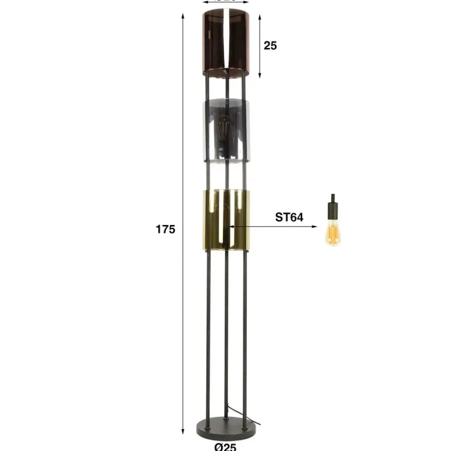 Hoyz Collection - Vloerlamp Lucente Tricolore 3-lichts - Artic Zwart
