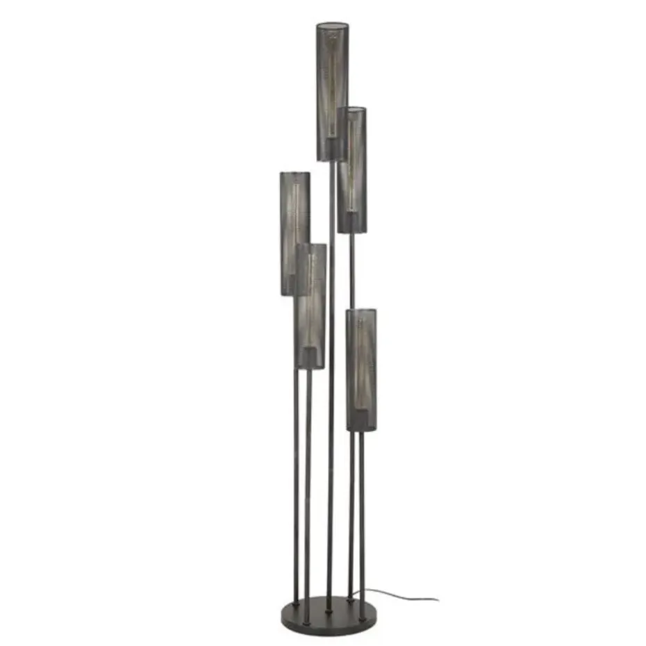 Hoyz Collection - Vloerlamp 5L Getrapt Tube Mesh - Artic Zwart