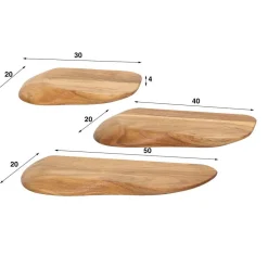 Hoyz Collection - Wandschap Organic - Massief Acacia Naturel - Set van 3