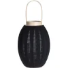 H&S Collection Lantaarn - hout met stof - zwart - 34 cm