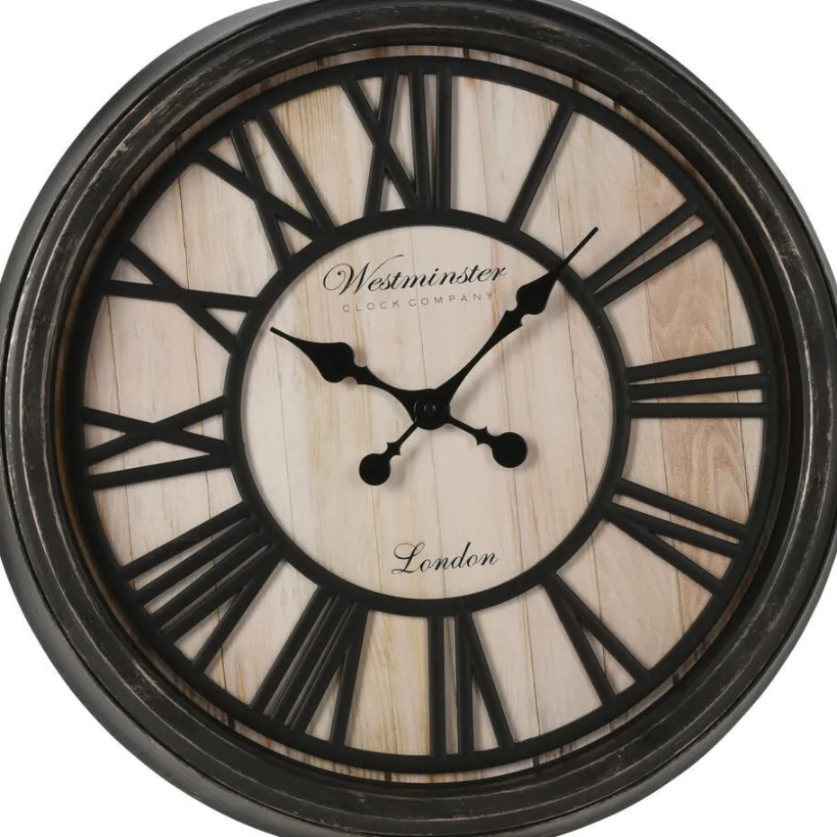 H&S Collection wandklok - Bologna - wand/muur - D50 cm - zwart/glas