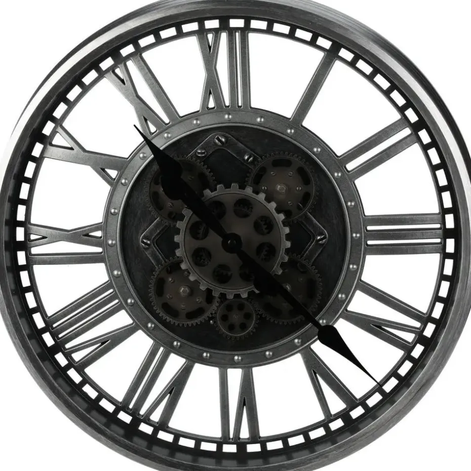 H&S collection Wandklok Bologna - D51 cm - zwart/zilver