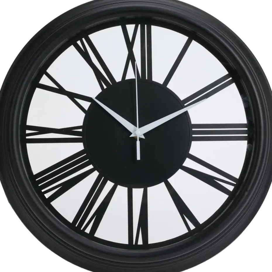 H&S collection Wandklok Memphis - D37 cm - kunststof - zwart
