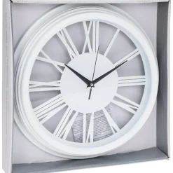 H&S collection Wandklok Memphis - D37 cm - kunststof - ivoor wit