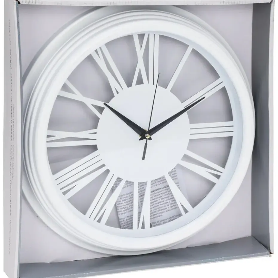 H&S collection Wandklok Memphis - D37 cm - kunststof - ivoor wit