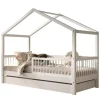 Huisbed Forrest 90x200cm met bedhekje en bedlade - wit beukenhout