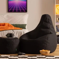 icon - Dalton Zitzak Fauteuil met Poef - Gaming - Zwart
