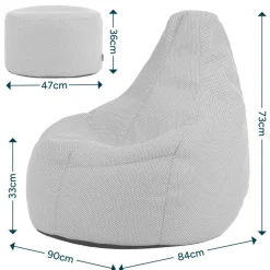icon - Dalton Zitzak Fauteuil met Poef - Gaming - Zwart