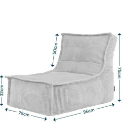 icon - Dolce Lounge Zitzak - Ligstoel - Ribfluweel Fauteuil - Beige