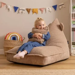 icon - Kinderzitzak Stoel Teddybeer - Ribfluweel - Bruin