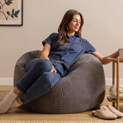 icon - Kingston XL Zitzak Fauteuil - Ribfluweel - Houtskool