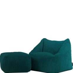 icon - Natalia Kinderzitzak Stoel met Poef - Ribfluweel - Blauwgroen