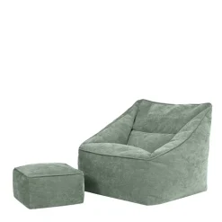 icon Zitzak en Poef Natalia - Chenille Zitzak Fauteuil - Saliegroen