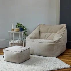 icon Zitzak en Poef Natalia - Chenille Zitzak Fauteuil - Beige
