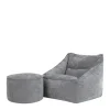 icon Zitzak en XL Poef Natalia - Chenille Zitzak Fauteuil - Grijs