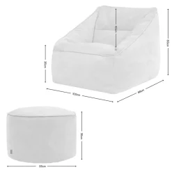 icon Zitzak en XL Poef Natalia - Chenille Zitzak Fauteuil - Grijs