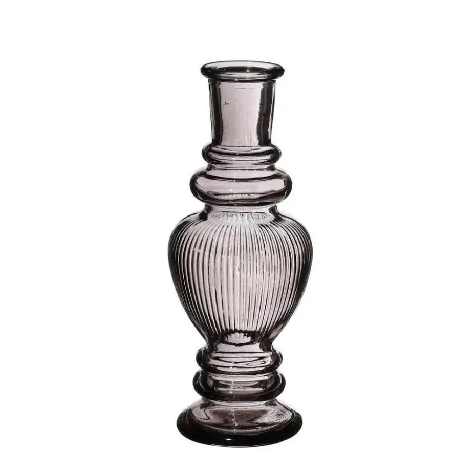 Ideas 4 Seasons Bloemenvaas Venice - glas - grijs smoke - D5.7 x H15 cm