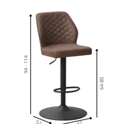 Industriële barkruk Grizzly taupe - Zithoogte 64 cm - Stof - Taupe