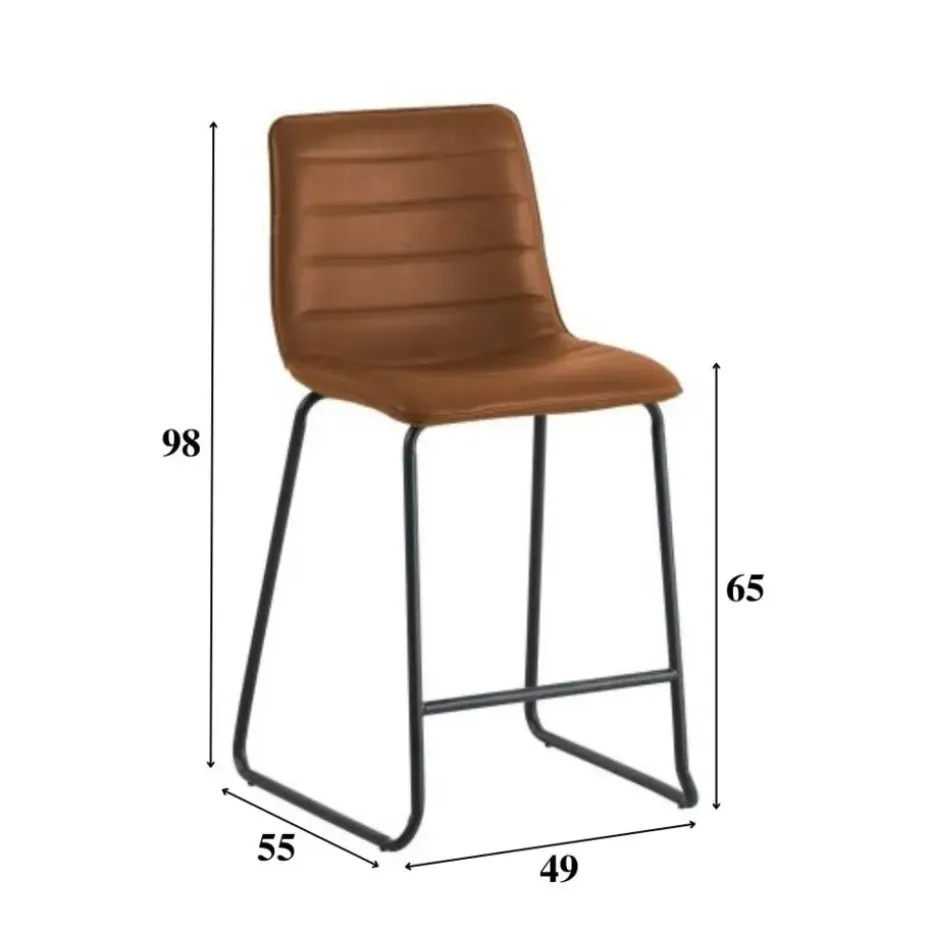 Industriële barkruk Mark cognac - Zithoogte 65 cm - Kunstleder - Bruin