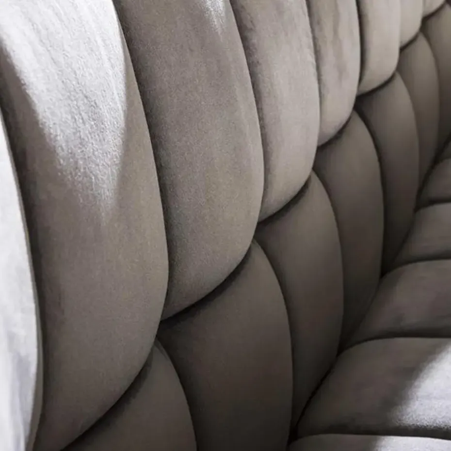 Industriële eetkamerbank Romy velvet 180 cm grijs - 190x180x81 cm - Stof - Grijs