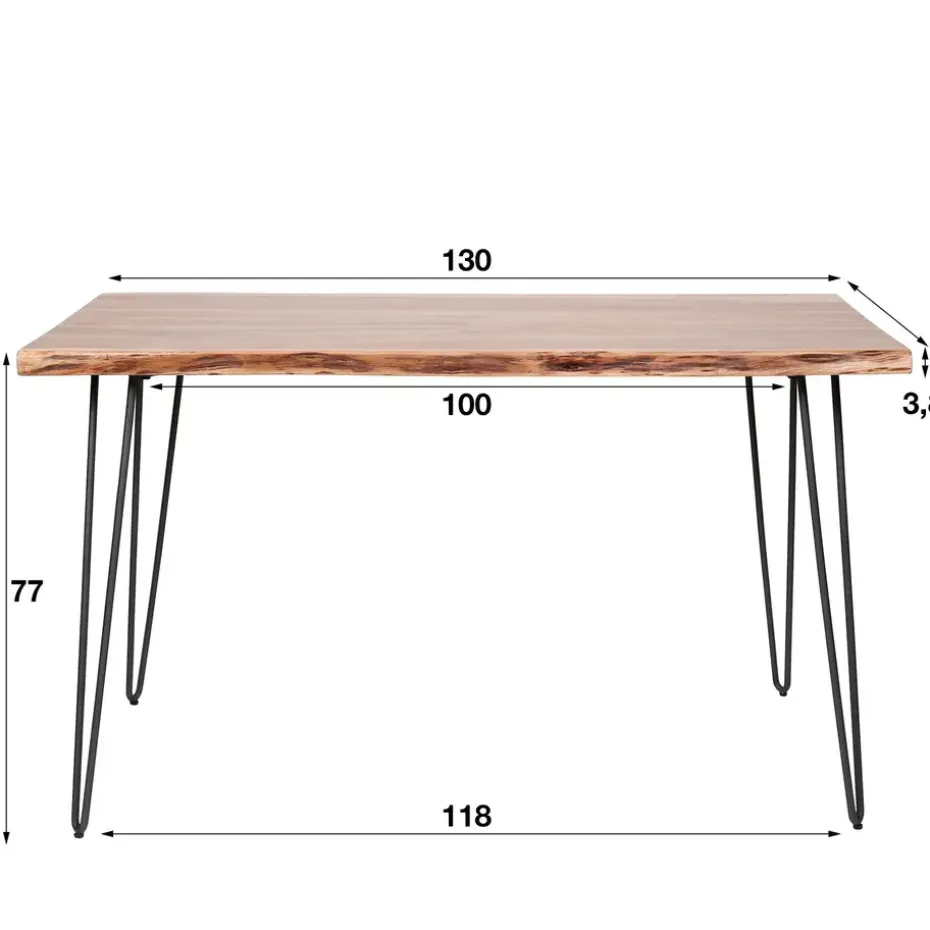 Industriële eettafel acaciahout Novi 130x70 cm - Hout - Bruin
