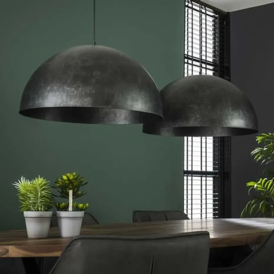 Industriële hanglamp Dacia 2-lichts antraciet rond 60x142x150 cm Metaal