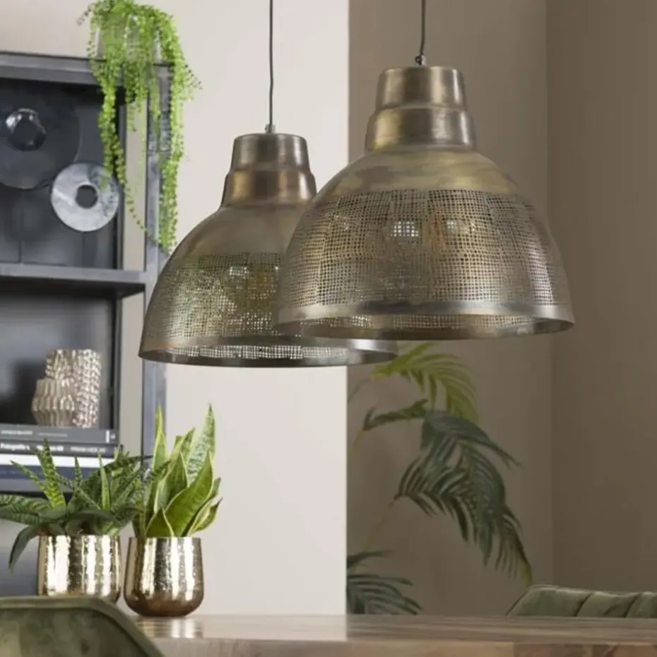 Industriële hanglamp Luisa 2-lichts metaal brons 38x95x150 cm Brons