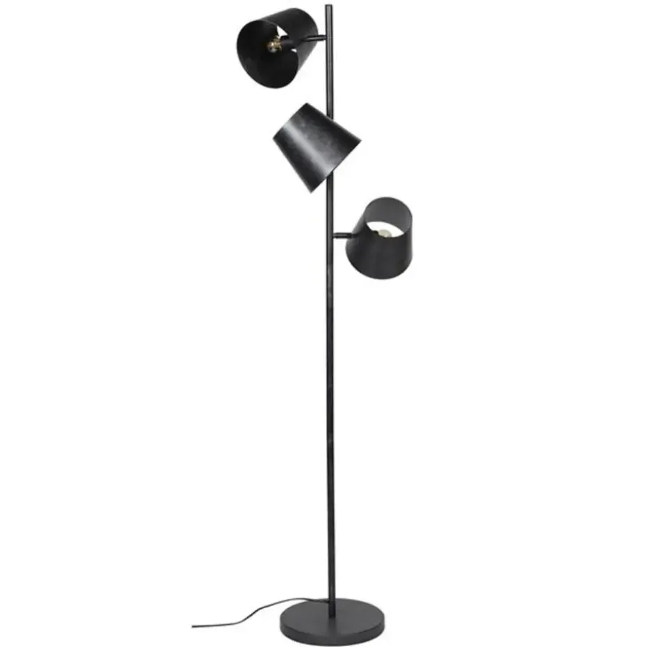 Industriële vloerlamp Carta 3-lichts zwart metaal 167x40x167 cm Metaal