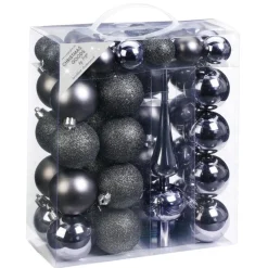 Inge Christmas goods Kerstballen - 4-6 cm - antraciet - 47 stuks