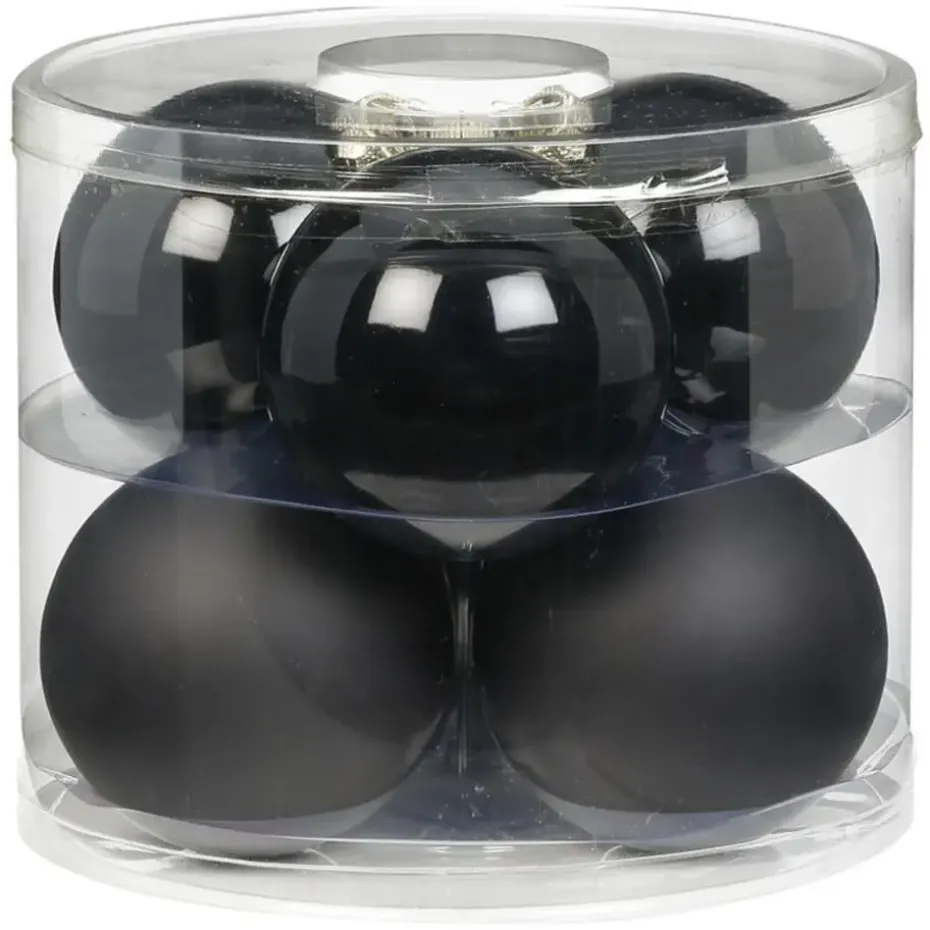 Inge Christmas grote kerstballen - 6x- zwart - 10 cm - glas