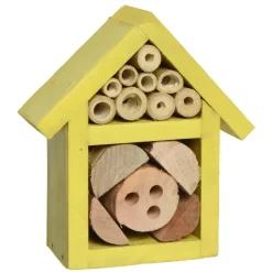 Insectenhotel - geel - vurenhout - 11 cm