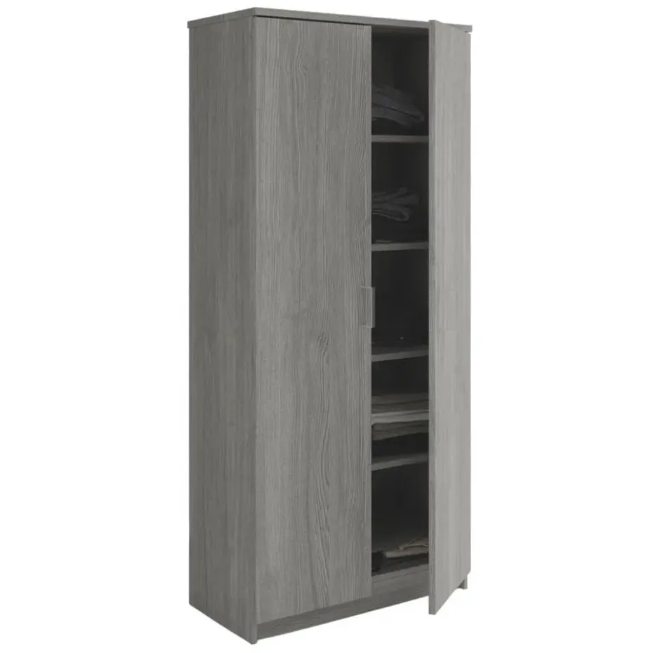 Interiax Kledingkast 'Amelie' - Grijze Eik - 2 Deurs - 180x80x40 cm