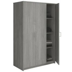 Interiax Kledingkast 'Amelie' - Grijze Eik - 3 Deurs - 180x120x54 cm
