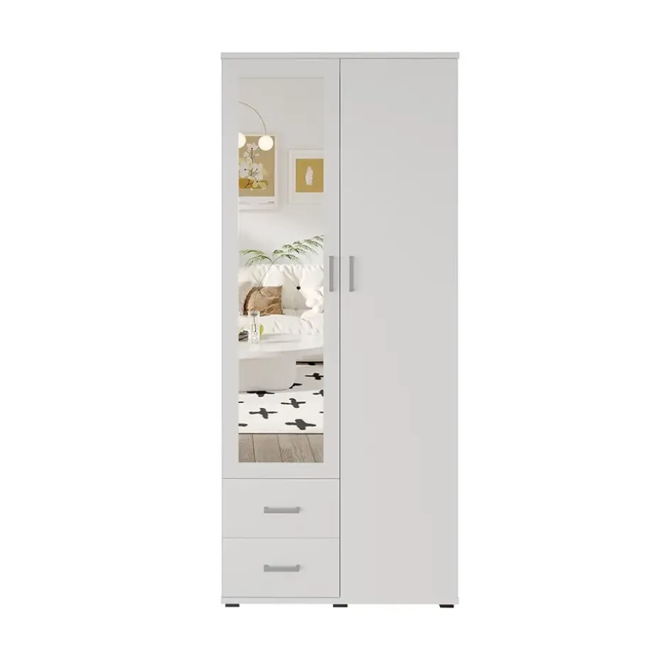 Interiax Kledingkast 'Lena' - Wit - 2 Deurs - 185x80x52cm