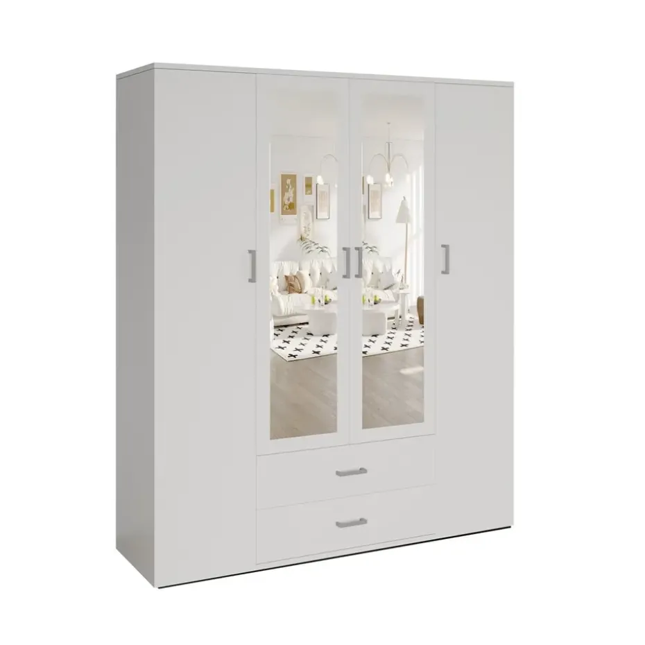 Interiax Kledingkast 'Lena' - Sonoma Eik - 4 Deurs - 185x160x52cm