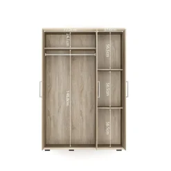 Interiax Kledingkast 'Mila' - Sonoma Eik - 3 Deurs - 183x120x52cm
