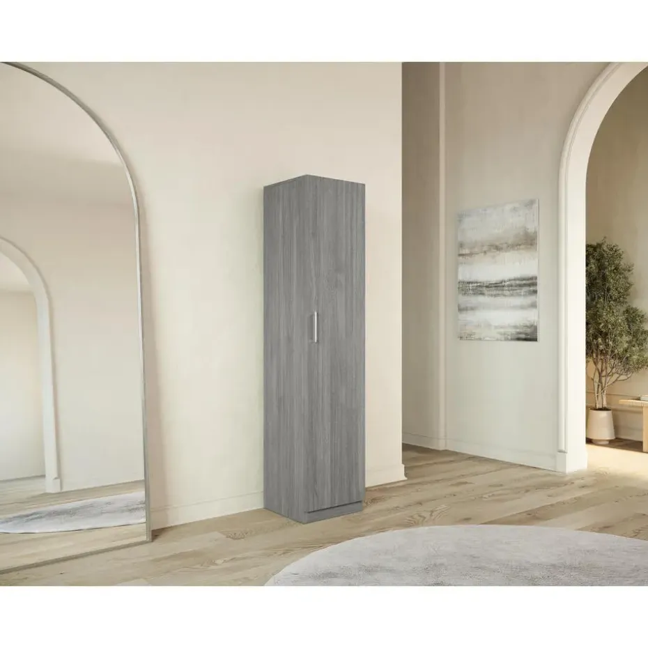 Interiax Kledingkast 'Mila' - Grijze Eik - 1 Deurs - 180x40x42 cm