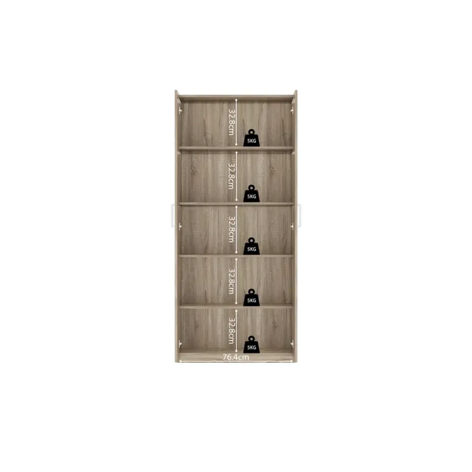 Interiax Kledingkast 'Mila' - Sonoma Eik - 2 Deurs - 180x80x42 cm