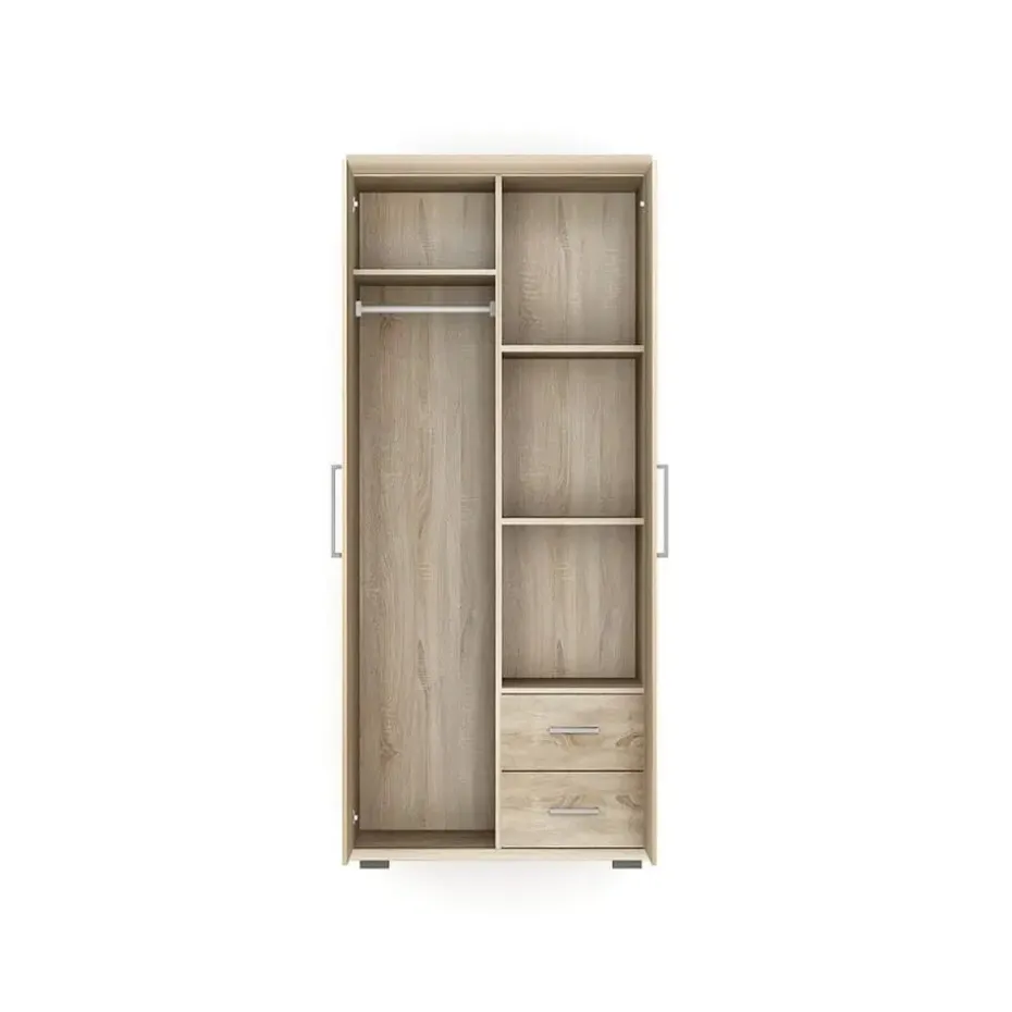 Interiax Kledingkast 'Mila' - Sonoma Eik - 2 Deurs - 183x80x52cm
