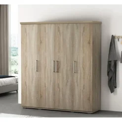 Interiax Kledingkast 'Mila' - Sonoma Eik - 4 Deurs - 183x160x52cm