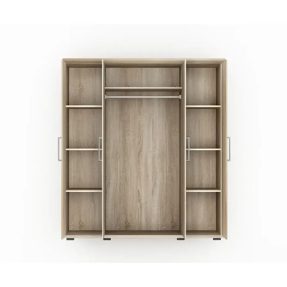 Interiax Kledingkast 'Mila' - Sonoma Eik - 4 Deurs - 183x160x52cm