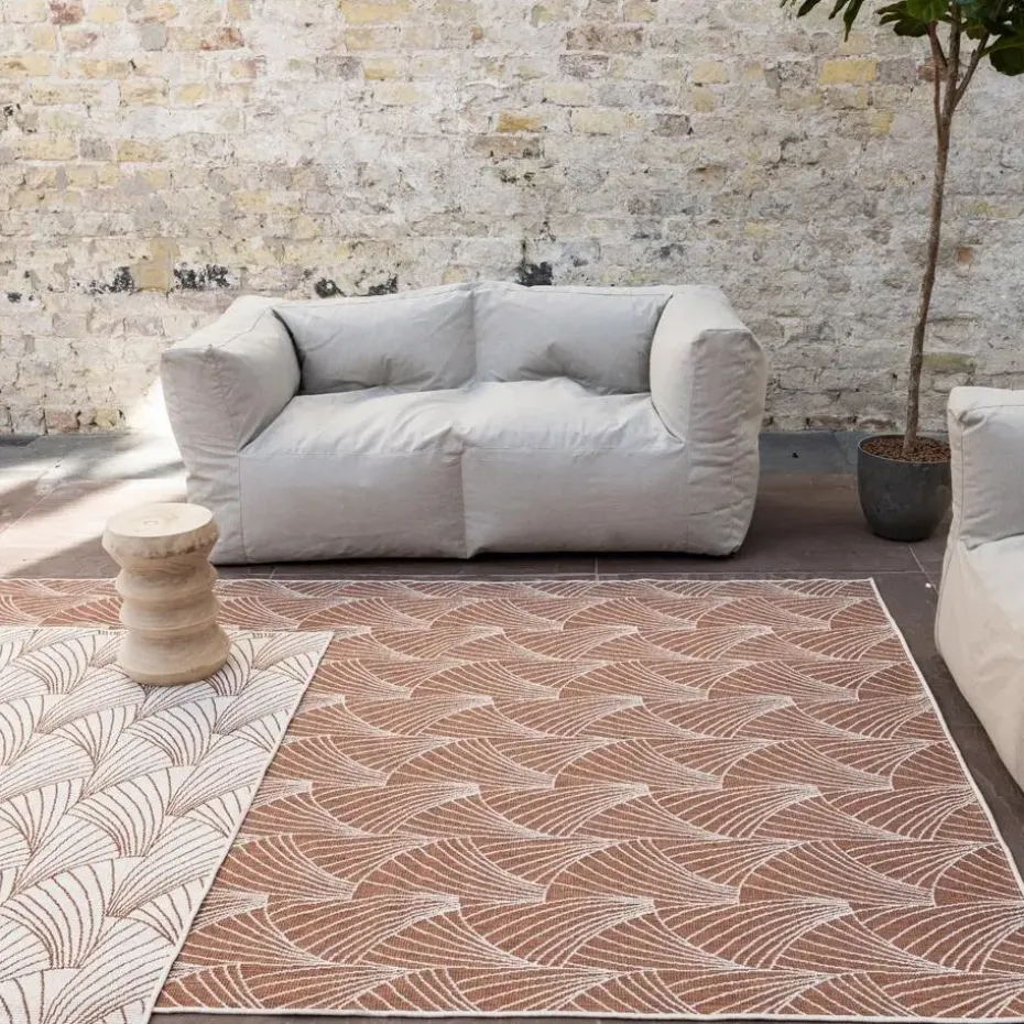 Interieur05 Buitenkleed Deco roest/wit - 290 x 200 cm