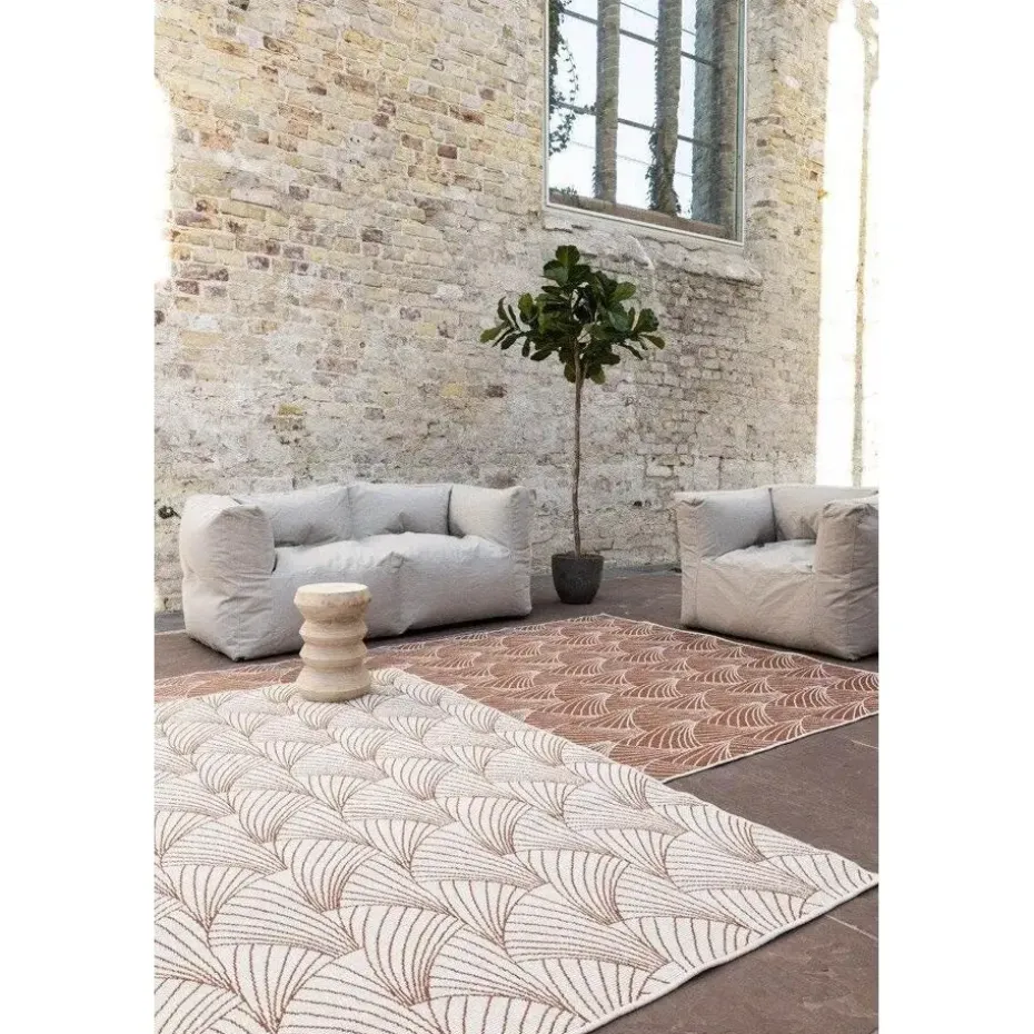 Interieur05 Buitenkleed Deco roest/wit - 290 x 200 cm