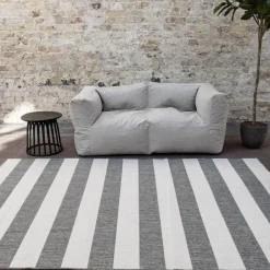 Interieur05 Buitenkleed Stripes Grijs/Wit dubbelzijdig - 230 x 160 cm