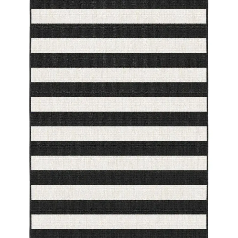 Interieur05 Buitenkleed Stripes zwart/wit dubbelzijdig - 290 x 200 cm