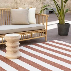 Interieur05 Buitenkleed Stripes roest/wit dubbelzijdig - 290 x 200 cm