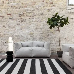 Interieur05 Buitenkleed Stripes zwart/wit dubbelzijdig - 230 x 160 cm
