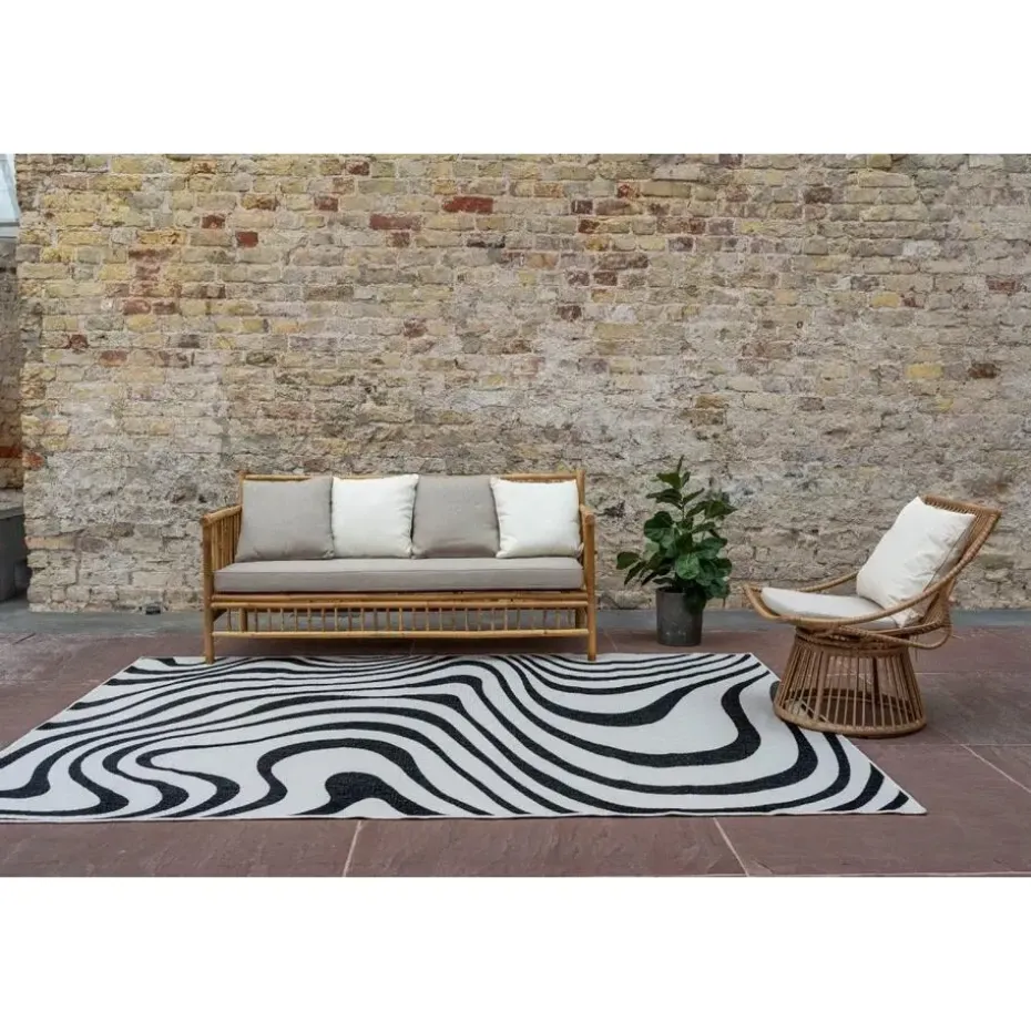 Interieur05 Buitenkleed Swirl Zwart - 340 x 240 cm